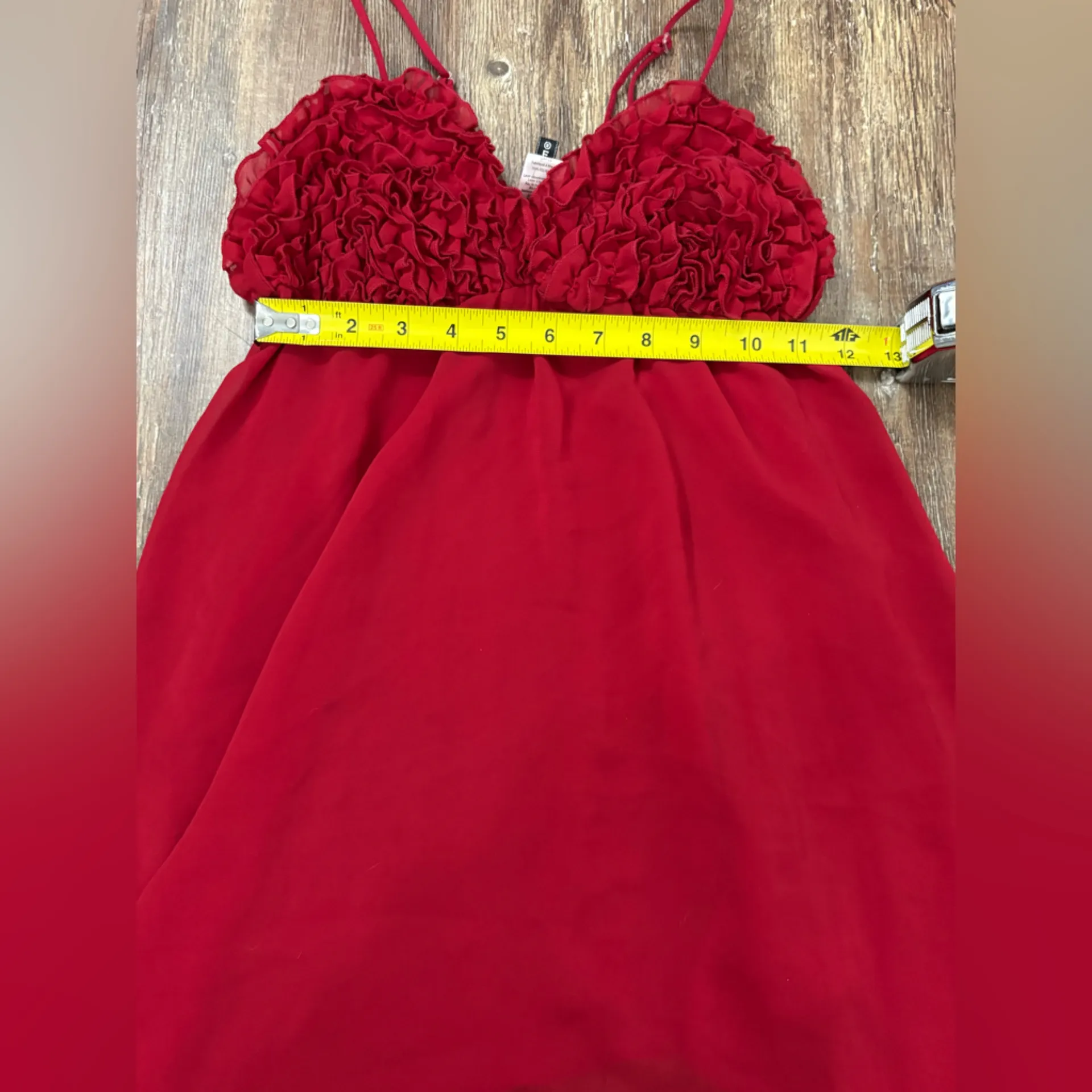 Rampage Y2K Ruffle Rose Red Slip Lace Dress Large Coquette Valentines Babydoll - Image 6