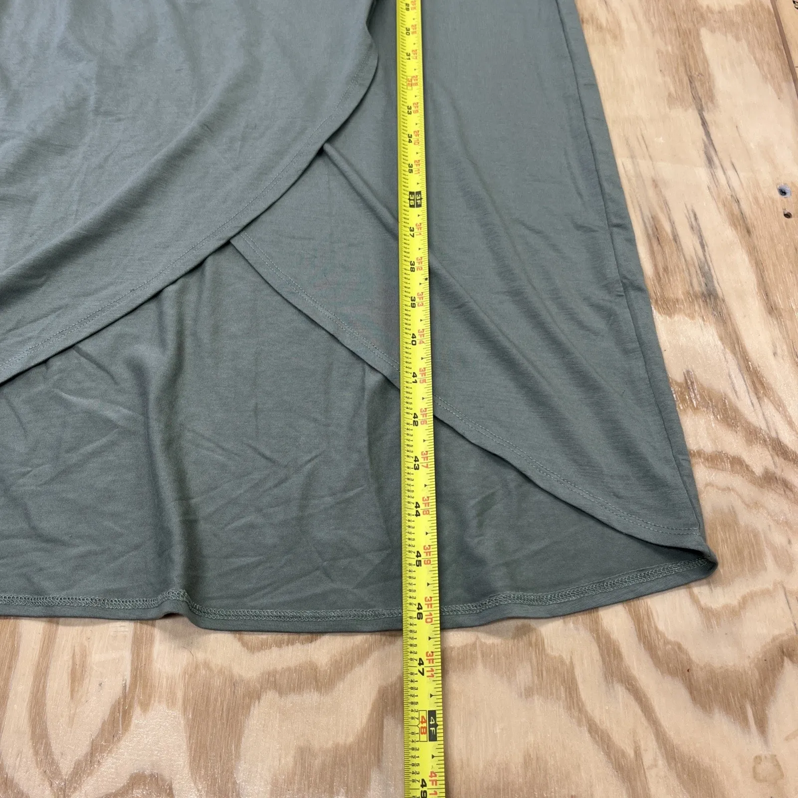 Quince Tencel Jersey Midi Wrap Dress Sage Green Medium Athleisure Vacation - Image 12