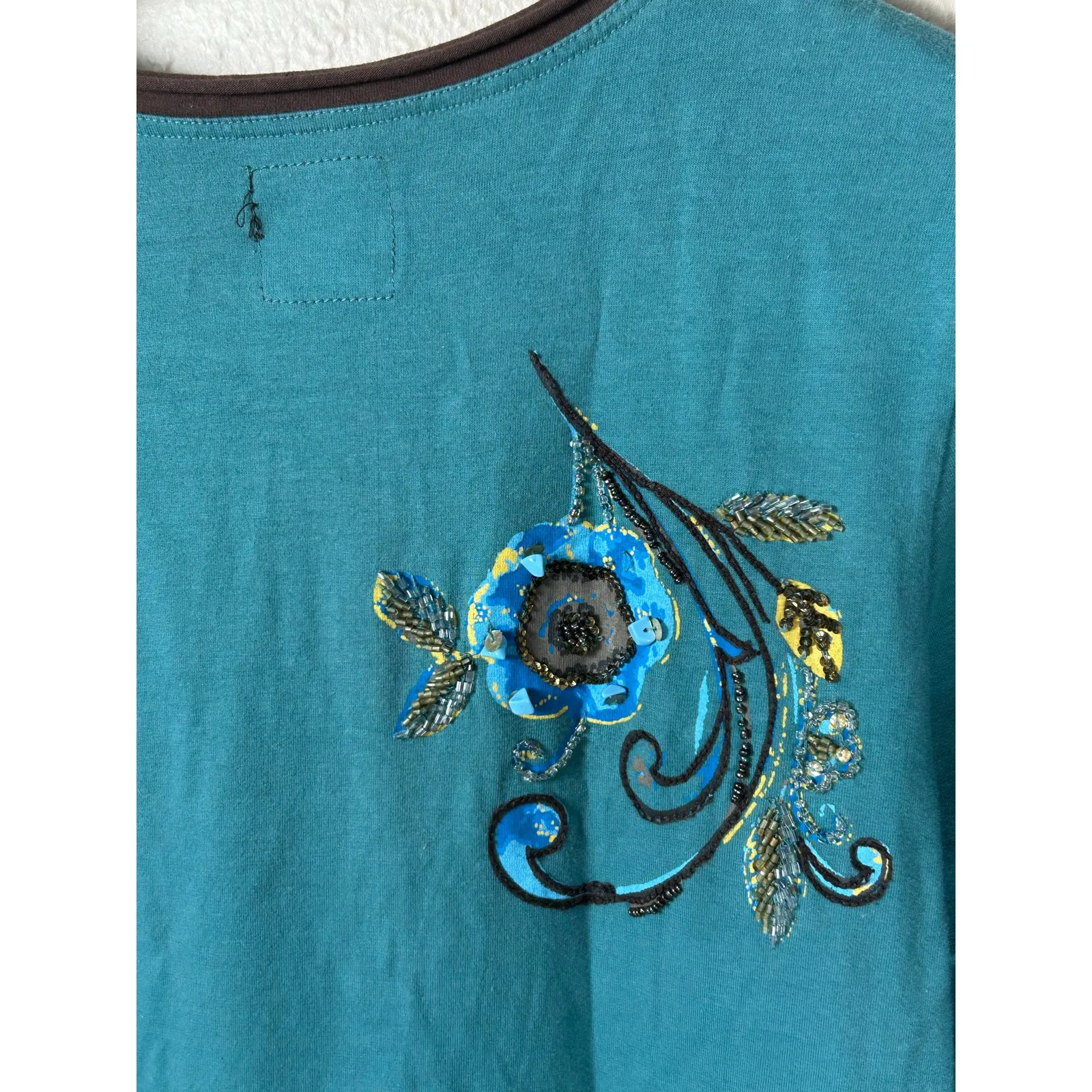 Double D Ranch Dress Size XS Western Boho Beaded Long Sleeve Cowgirl TINY FLAW Blue - Image 13