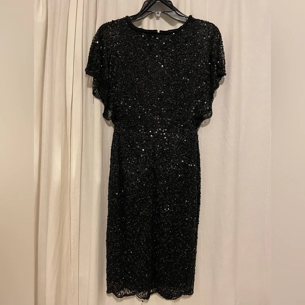 Only worn once designer black Sequins and beads lace evening dress size 4 - Image 6