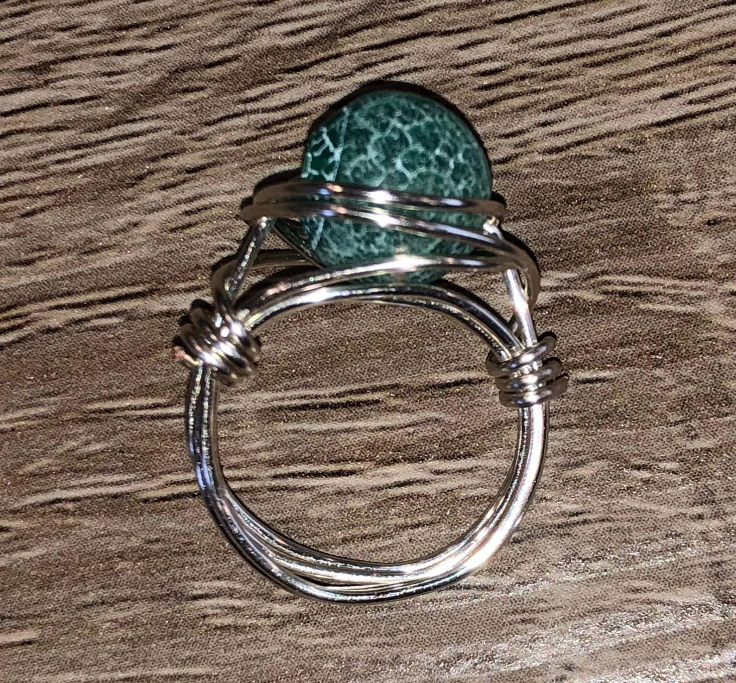 Handmade Wire Wrapped Stone Ring Silver - Image 3