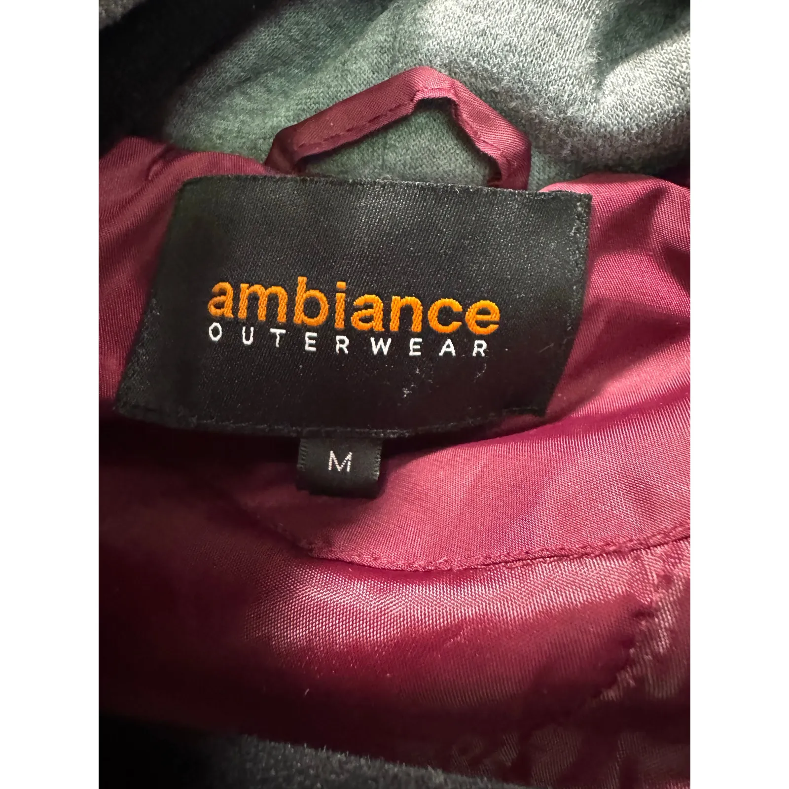 Ambiance Outerwear‎ jacket with gray hoodie size medium Red - Image 2