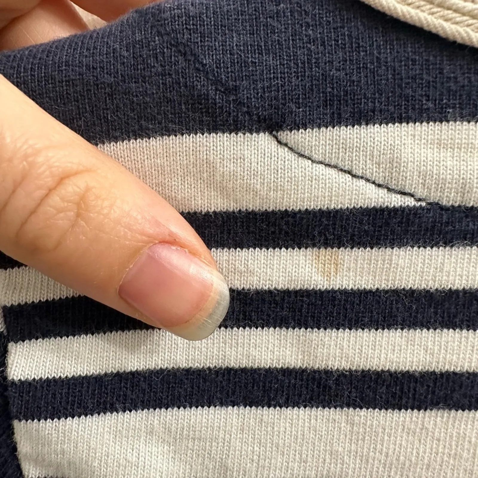 J. Crew Striped Navy & White Rope Macramé Neckline Shirt J.Crew Nautical  XS - Image 5