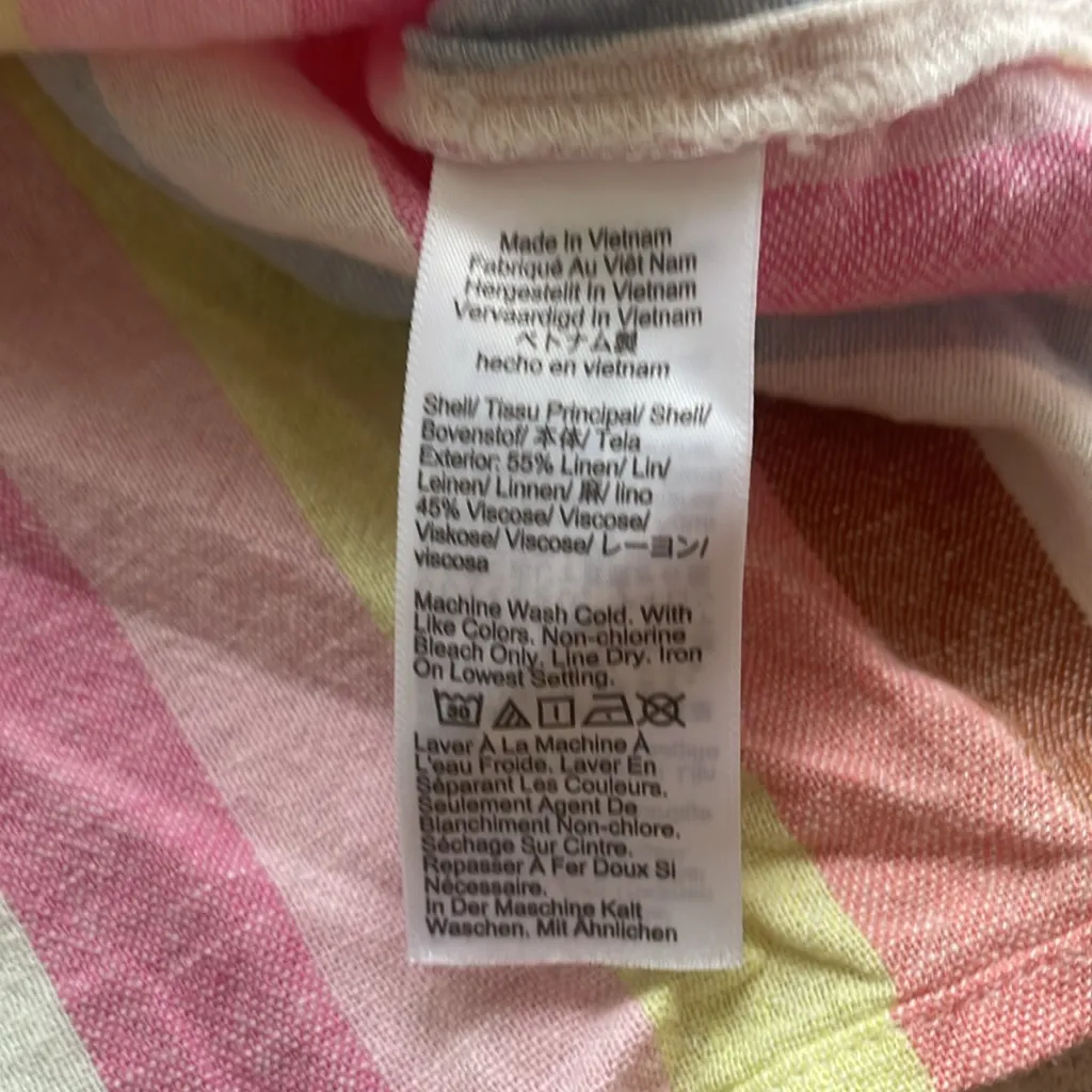 J. Crew Button Down Ruffle Sleeve Striped Linen Blend Top - Image 14