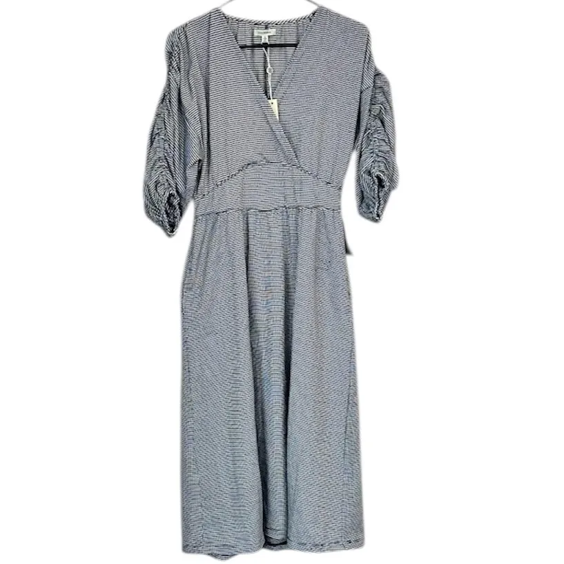 NWT Max Studio Textured Midi Dress with Ruched Sleeves - Size: Large - Image 2