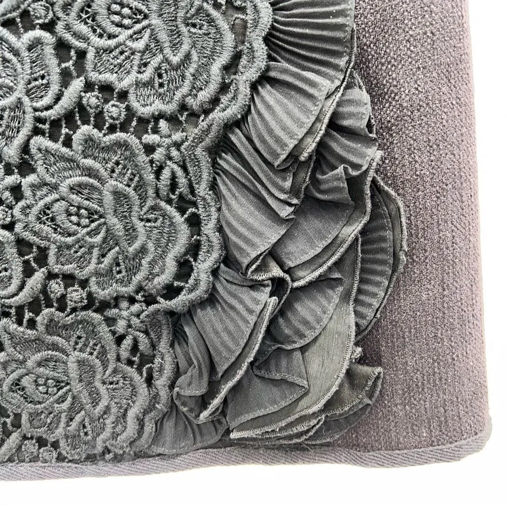 Nanette Lapore  Women's Navy Cotton Blend w/Lace Rose Front Mini Skirt-Size 0 - Image 4