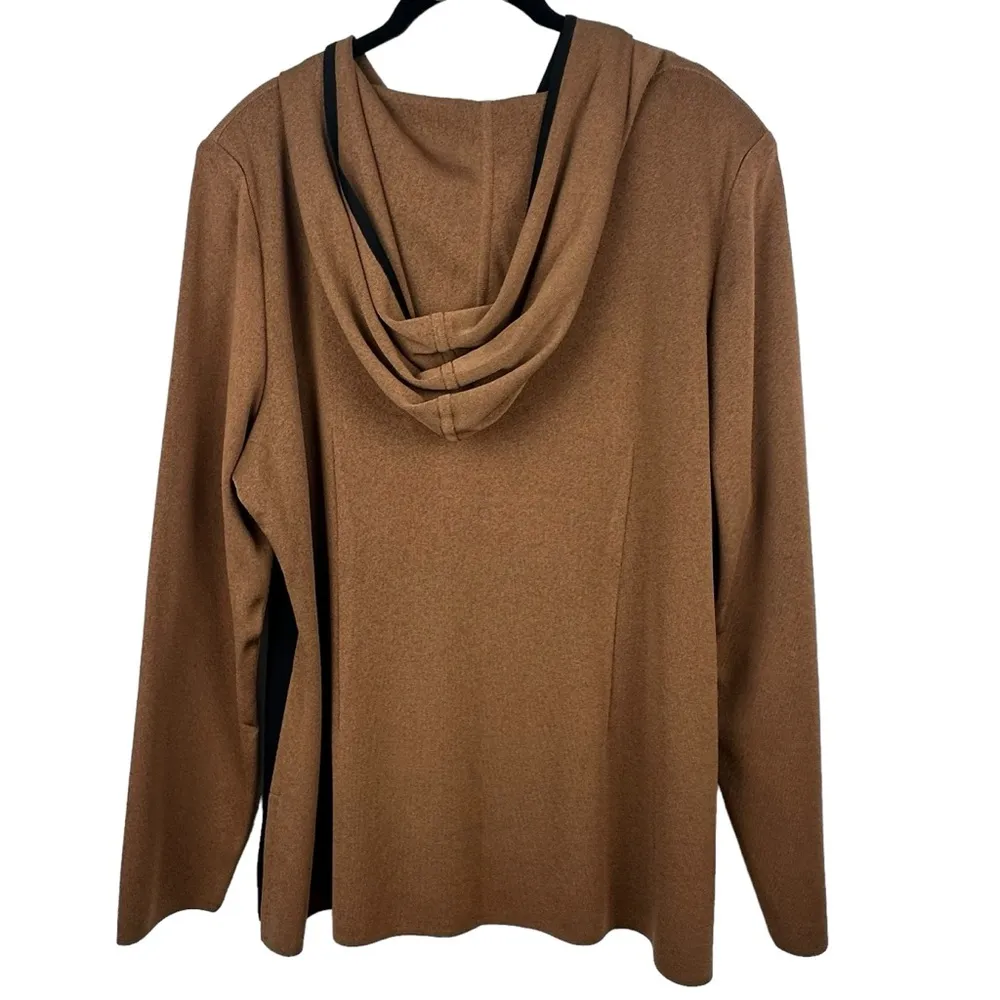 EXCLUSIVELY MISOOK‎ Colorblock Brown & Black Zip Up Hooded Jacket Acrylic XL - Image 9