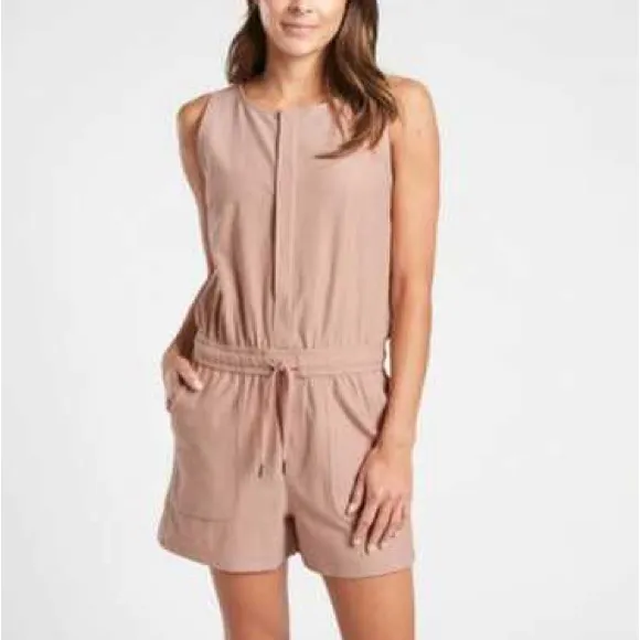Athleta Farallon Romper, Mocha Latte SIZE M - Image 4