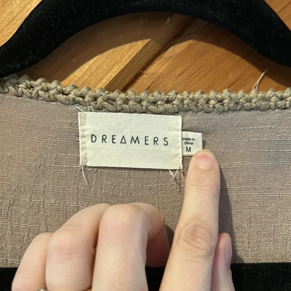 Dreamers tan hippie boho fringe swim coverup/cardigan - Image 4