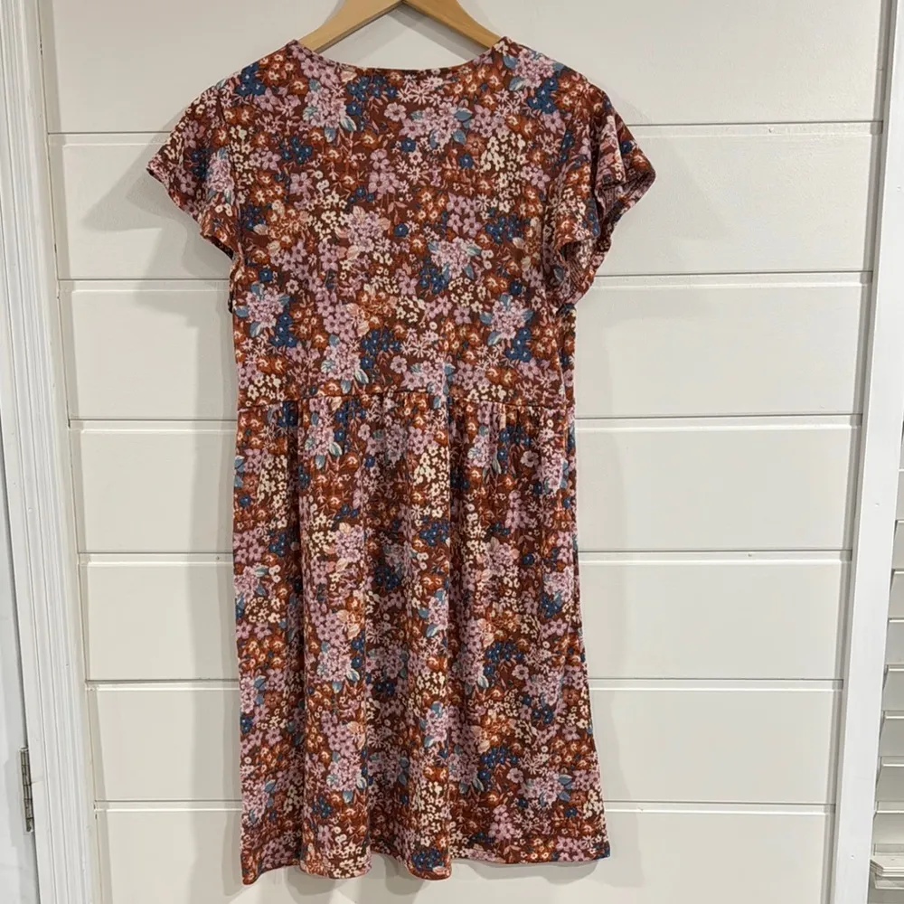 Steve Madden Floral Dress - Brown, Pink and Blue NWT - Image 4