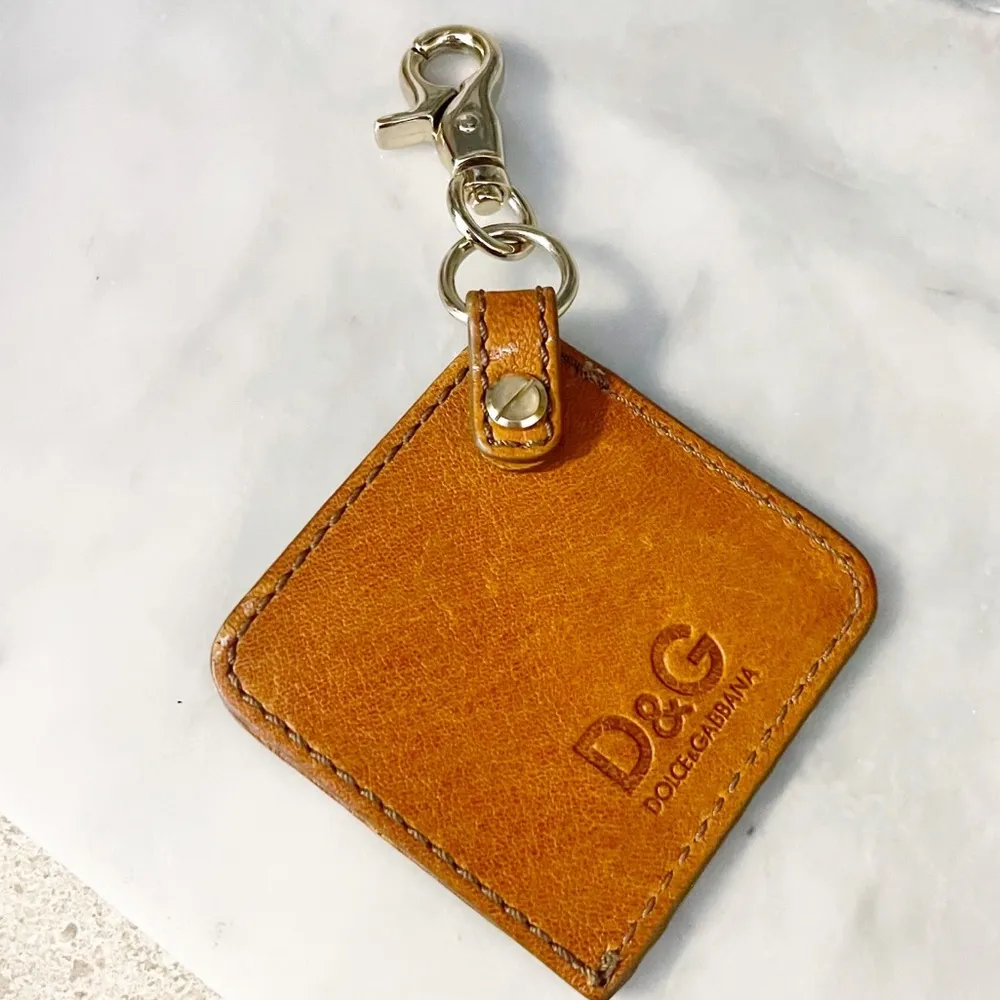 Authentic Dolce & Gabbana Camel Leather Belissima Mirror Bag Charm - Image 8