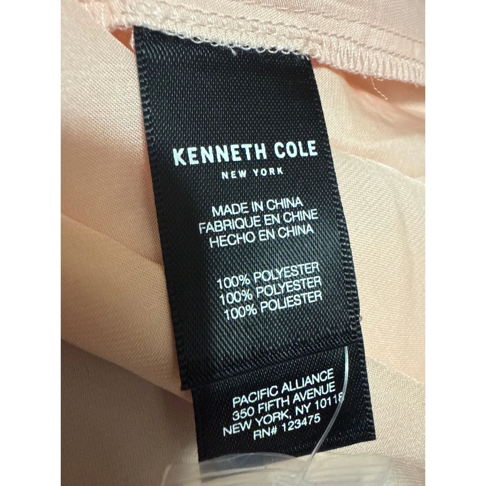 NEW Kenneth Cole Coral Silk Satin Long Sleeve V Neck Shirt Blouse Top Size XL - Image 5