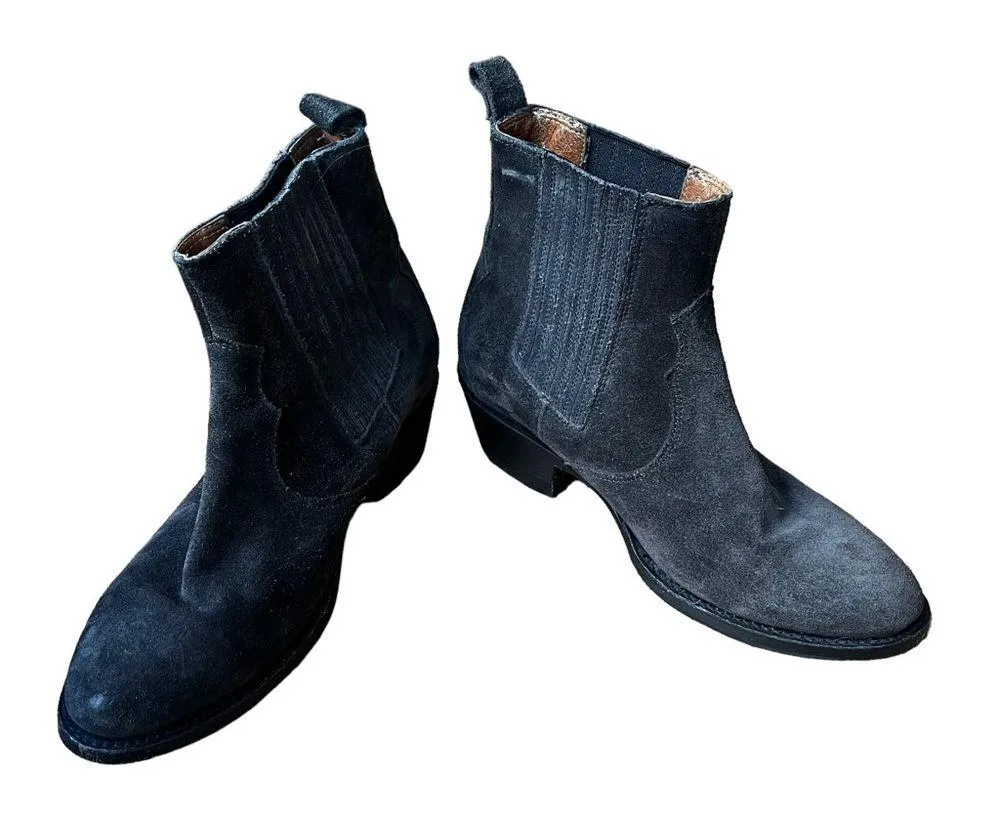 Frye Diana Pull On Chelsea Grey Suede Western Boots - Image 5