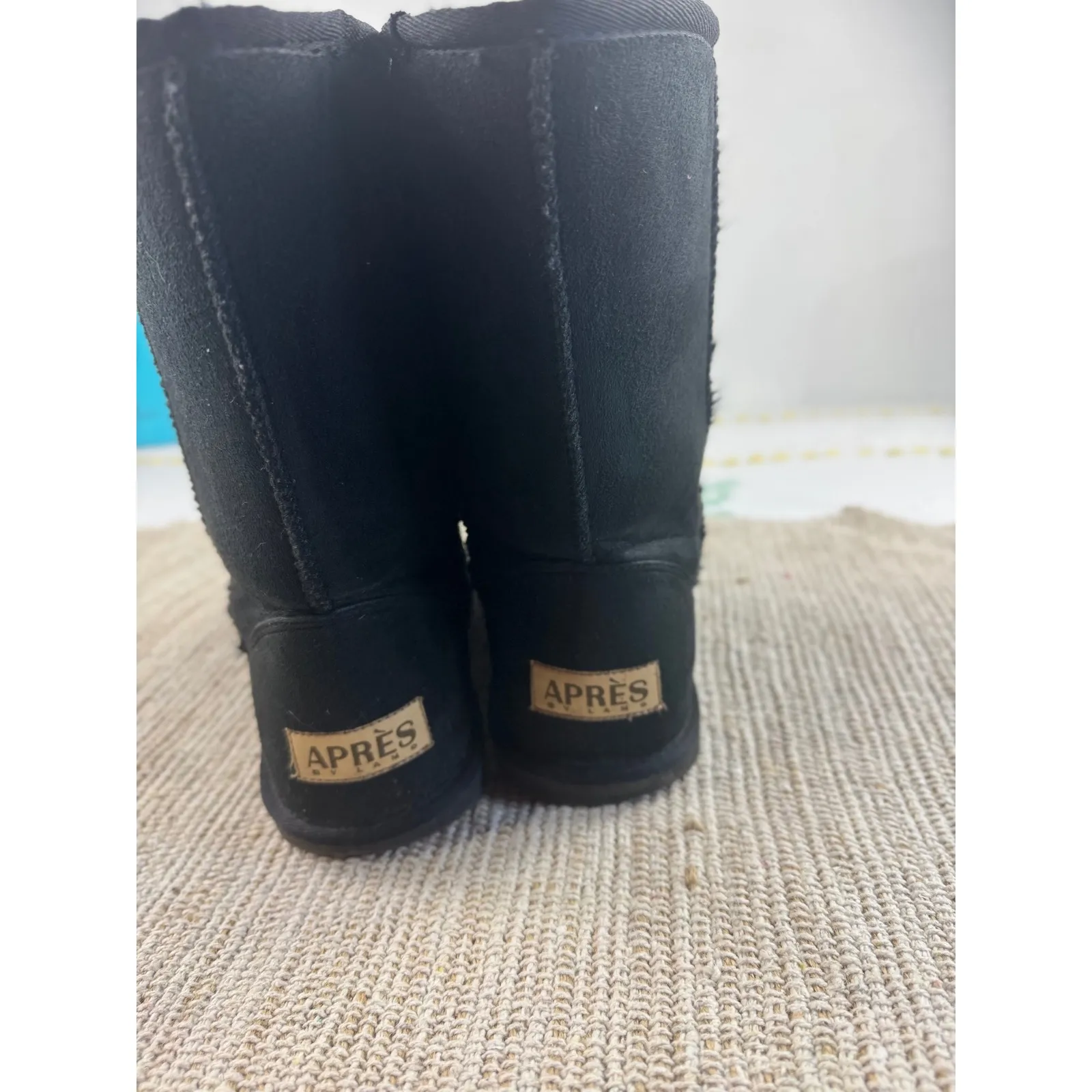 APRES by Lamo Black Microfiber Faux Fur Lined Winter Boots Women's Size 10 - Image 5