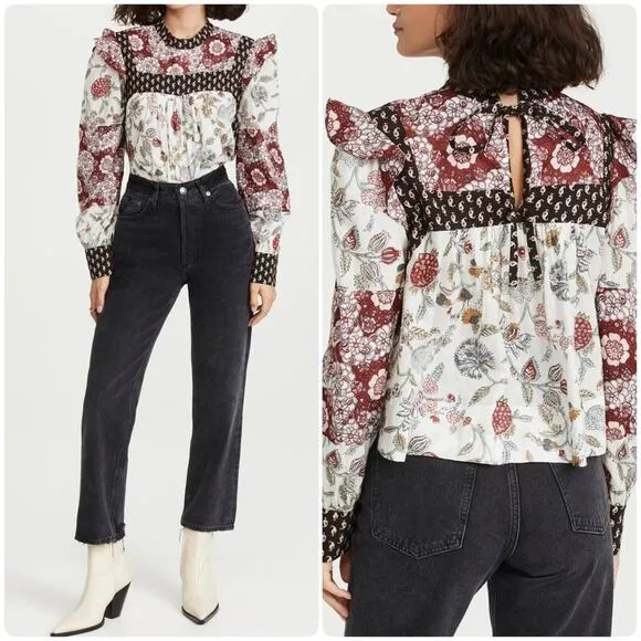 Alix of Bohemia Madeline Patchwork Top White Size M - Image 3