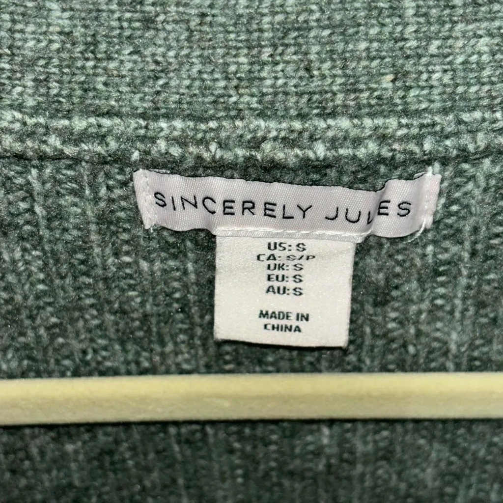 Sincerly Jules Sage Green cropped knit cardigan sweater - Image 3