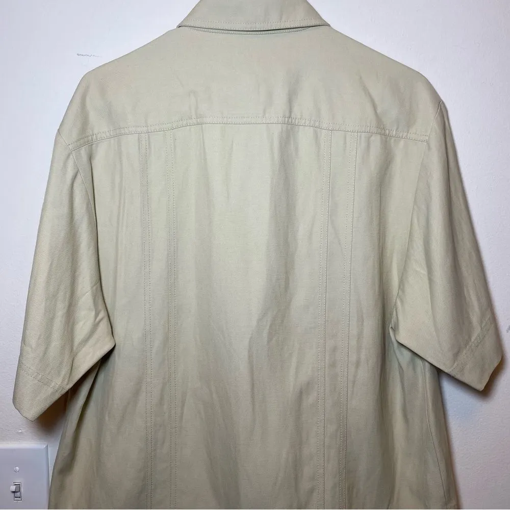 LouLou Studio NEW Moheli Viscose/Linen Short Sleeve Button Down Shirt Tan Sz XS - Image 12