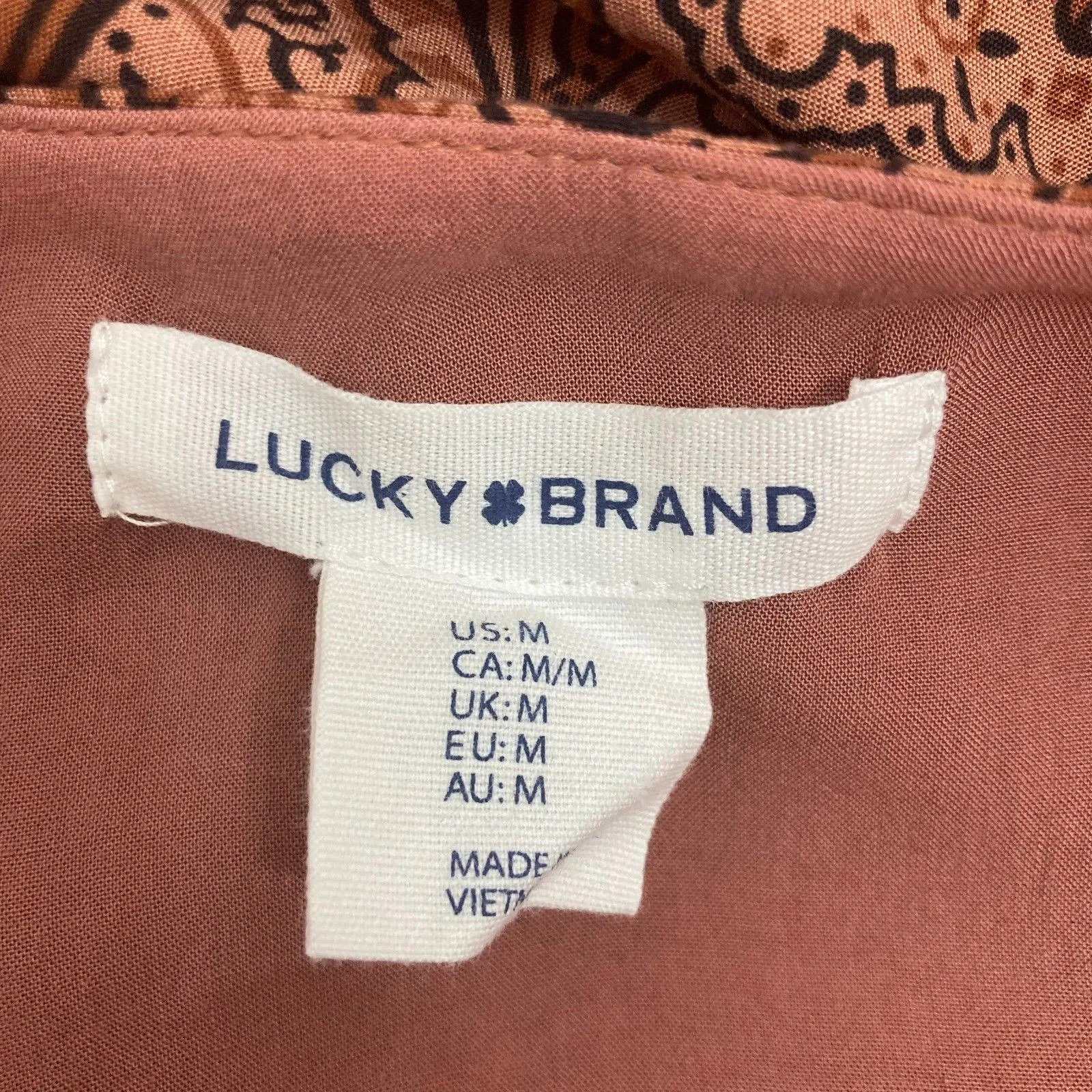 Lucky Brand Rust Orange Paisley Babydoll Dress M Boho Flowy Tiered - Image 12