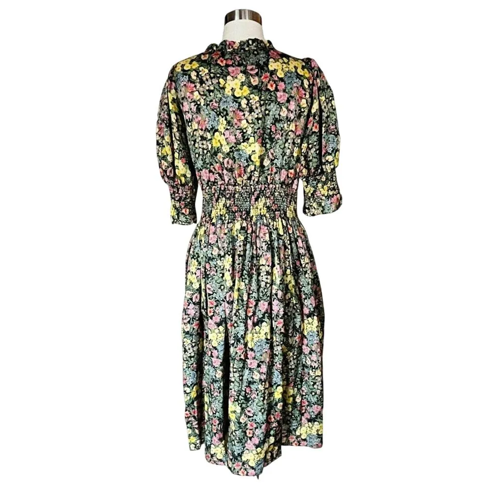 LOVESHACKFANCY Christabel Dress Night Sky Glow Midi Floral Multicolor Small NWT - Image 3