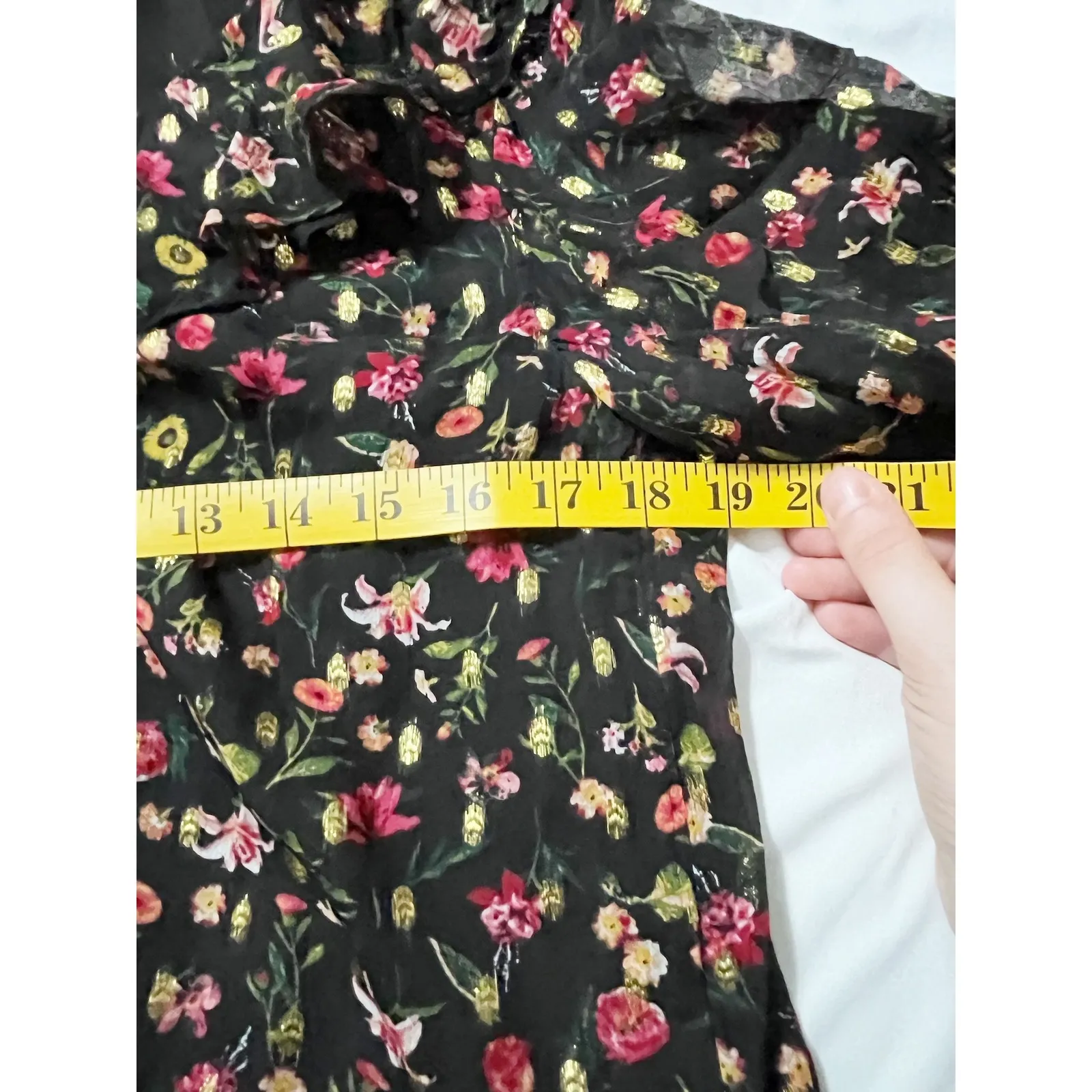 J.Crew‎ Midnight Vintage Floral Ruffle Sheer Long Sleeve Blouse Top Black Size S - Image 10