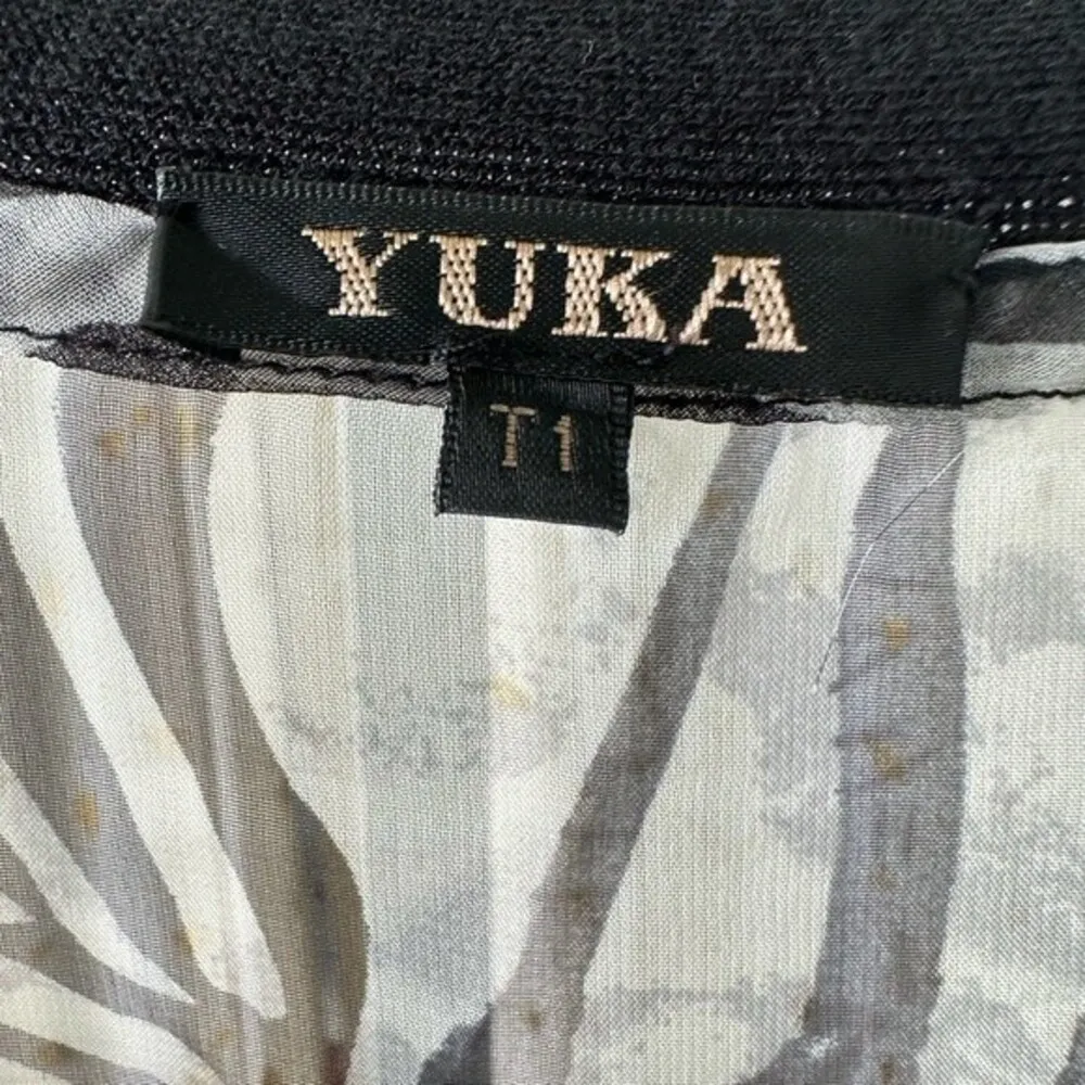 Yuka Paris Sheer Zebra Animal Print Mix Media Thin Knit Sweater Blouse Top S Black - Image 5