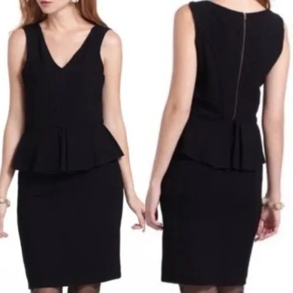 Ganni Programme Miss Marple Black Peplum Dress Sleeveless Sheath Size Medium - Image 2