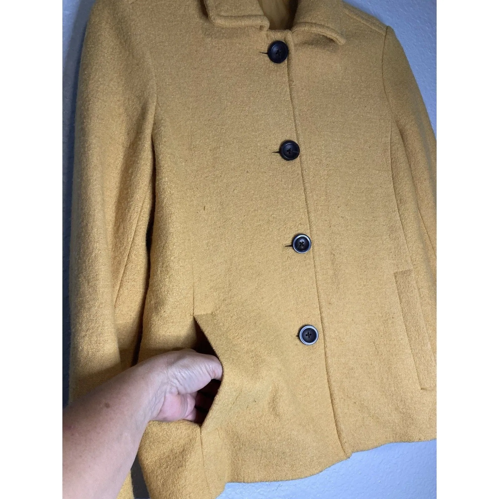 Lands End Womens Wool Blend Jacket Blazer 4P Gold Yellow Academia Career Office - Image 3