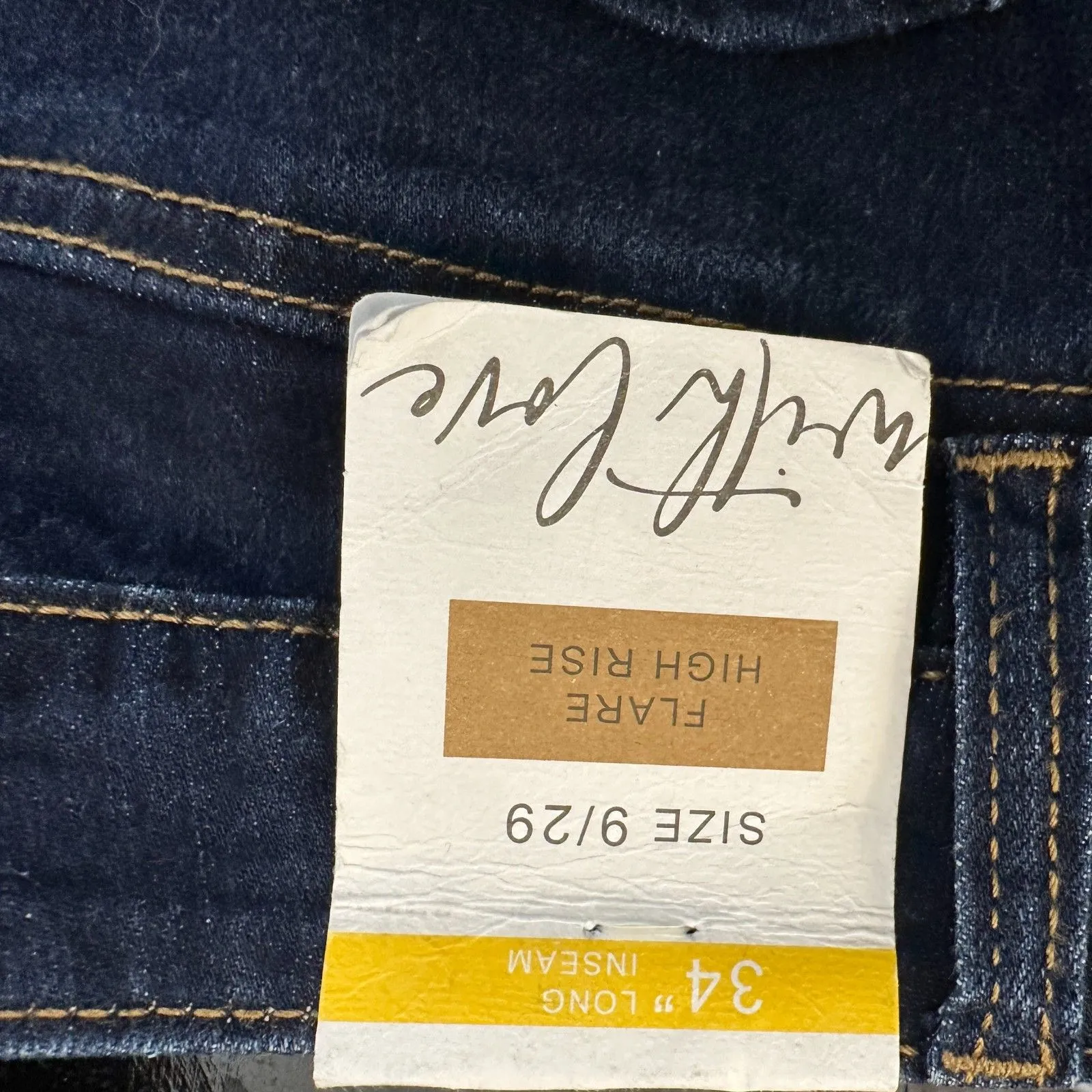 YMI Gigi High Rise Flare Distressed Raw Hem Dark Wash Jeans 9/29 NEW with Tags - Image 5