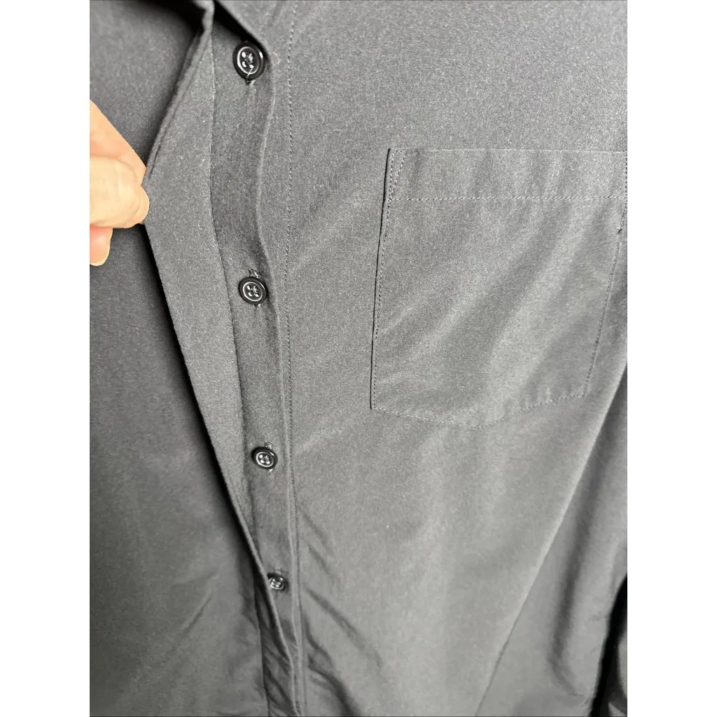 Athleta Top Womens Medium Black Stretchy Long Sleeve Button Up Lightweight - Image 8