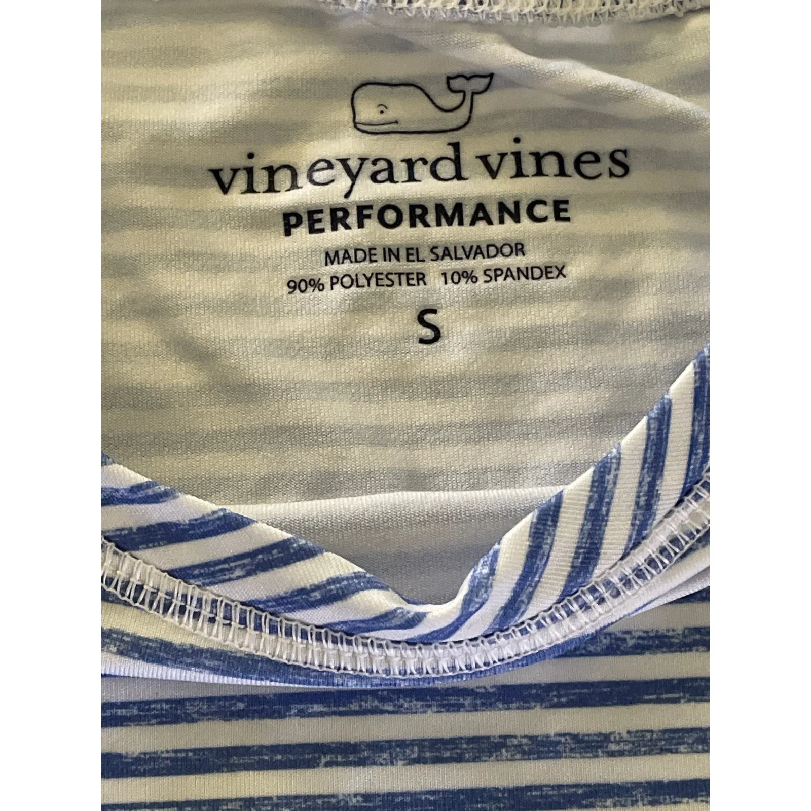 Vineyard Vines Performance Blue Striped Long Sleeve Jersey Top Small - Image 4