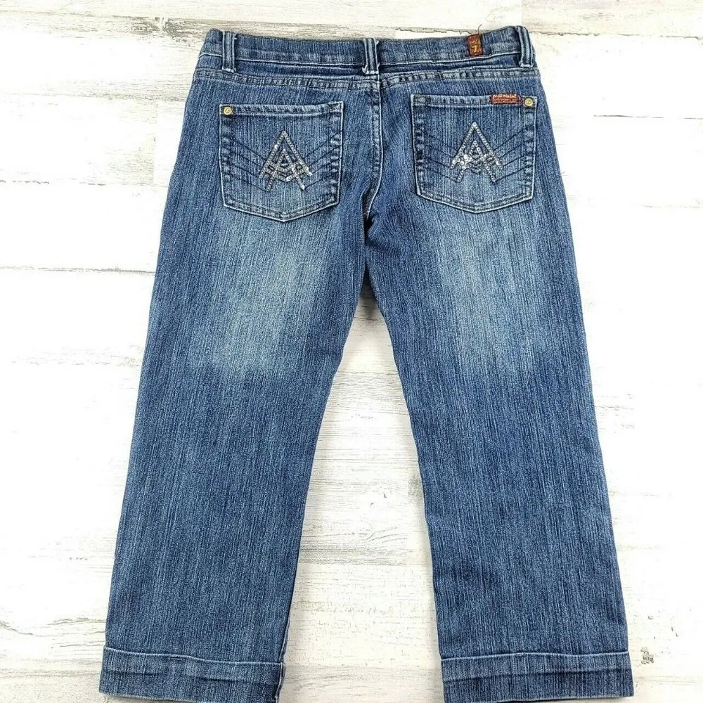 7 For All Mankind 'A' Pocket Rhinestone Bootcut Women's Jeans Size 29 (31x22.5) - Image 2