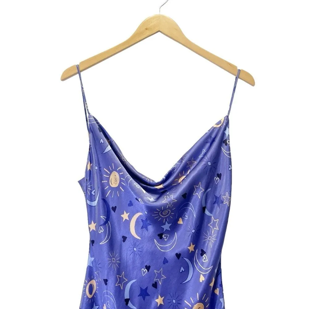 ZARA Sun Moon & Stars Lilac Satin Drape Neck Mini Slip Dress Size Small NEW NWOT - Image 4
