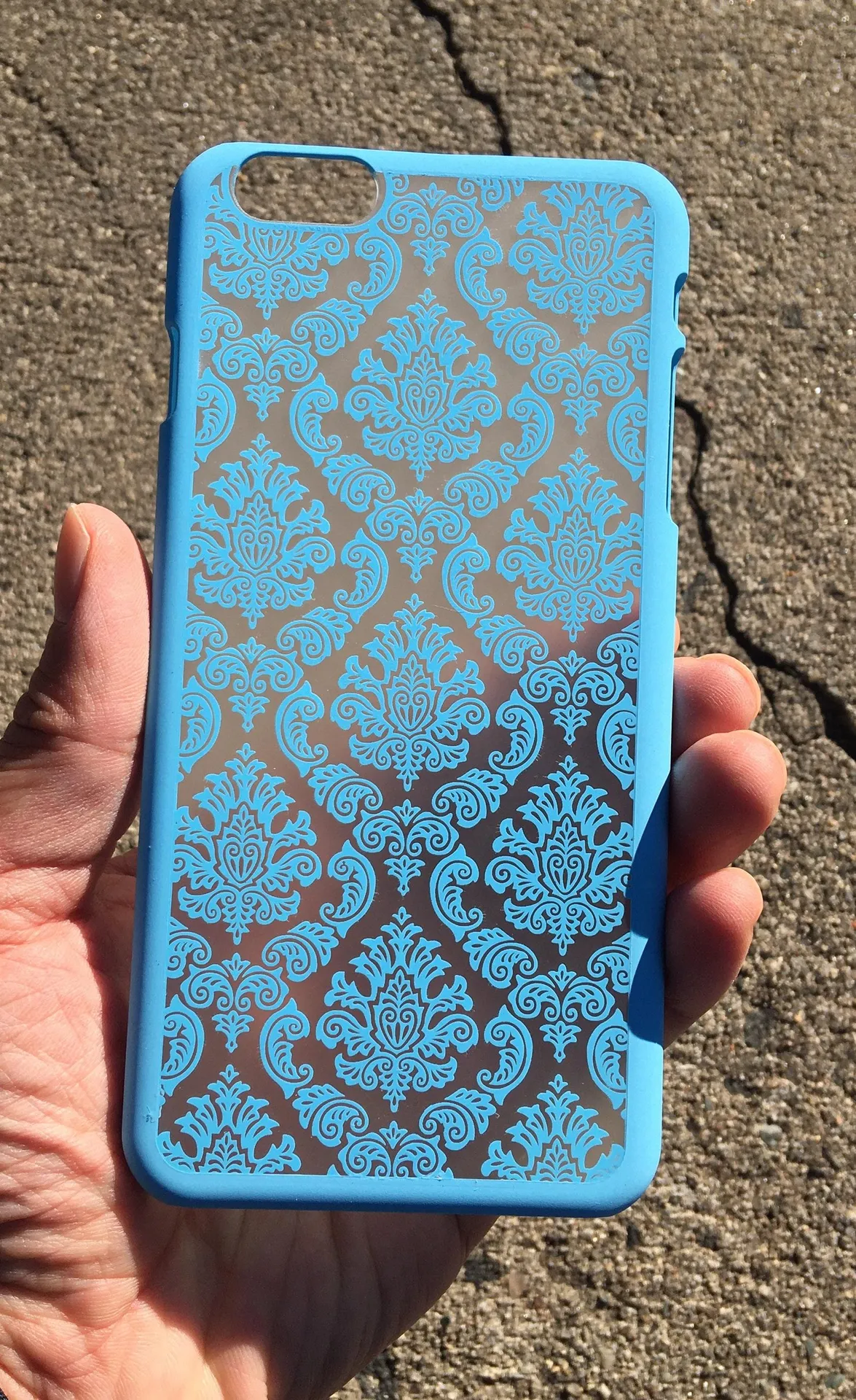 iPhone 6Plus/ 6s Plus Fashion Flower Lace Shockproof Hard Case Blue Multi - Image 4
