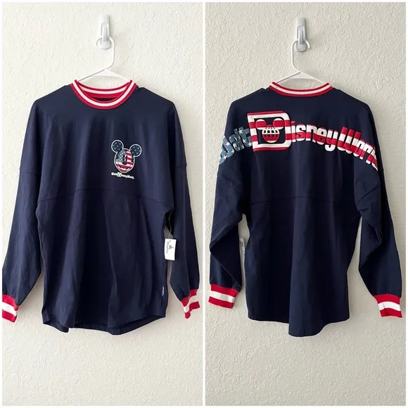 NWT Walt Disney World Parks Stars & Stripes Navy Blue Red White Spirit Jersey XS - Image 2