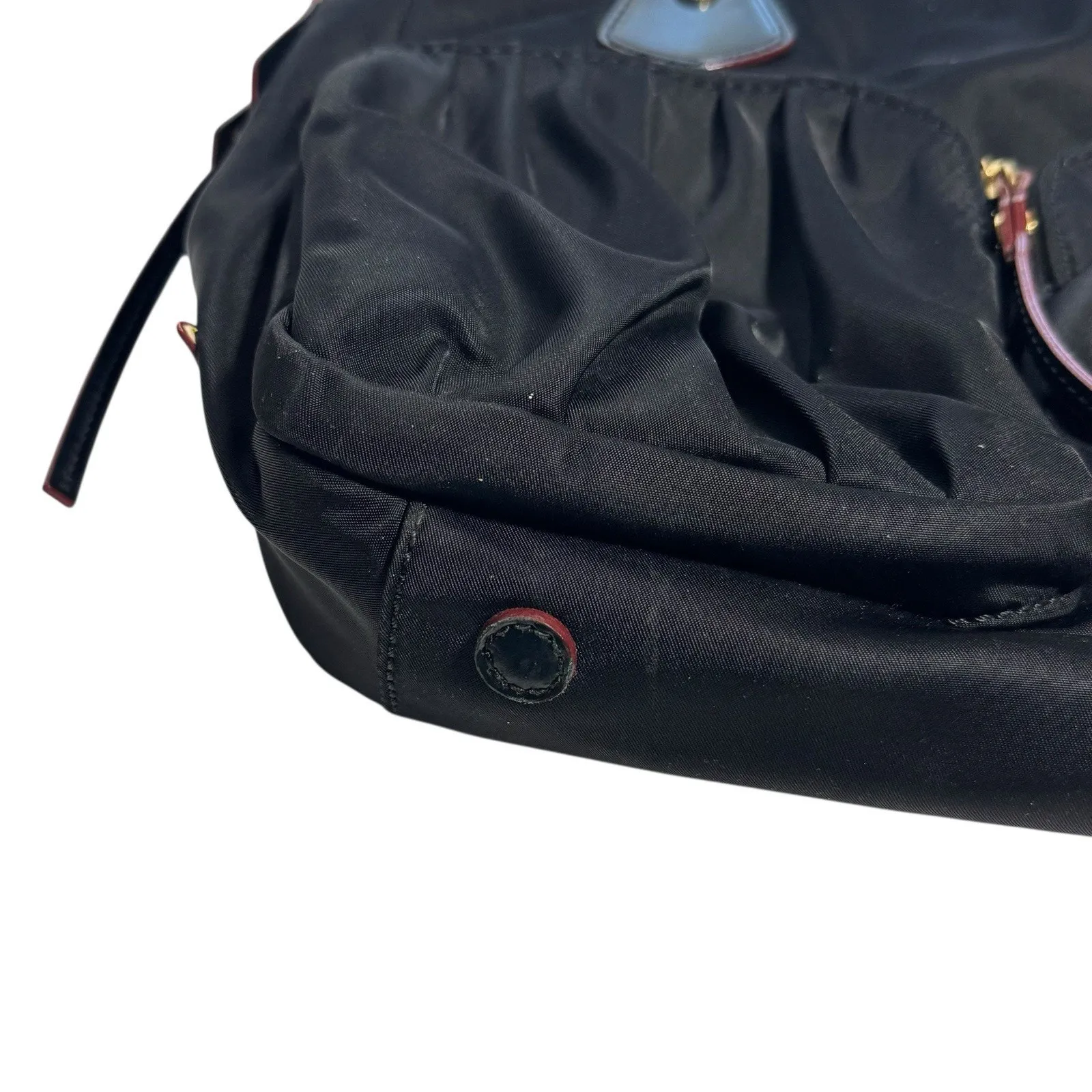 MZ Wallace Paige Nylon Black with Leather Trim Shoulder Bag Purse Handbag - Image 2