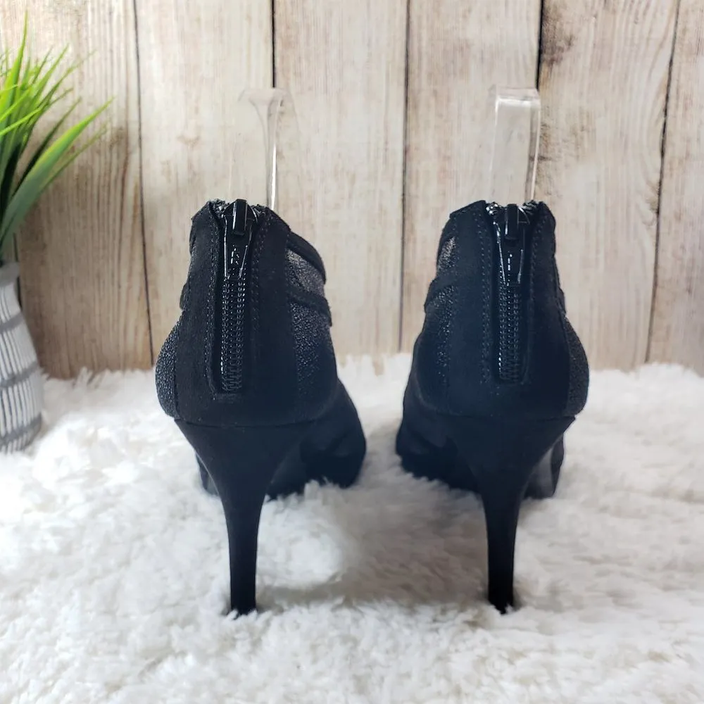 M BY MARINELLI Women's Size 8 Black Caged, Open Toe, Zip Up Heels - Image 3