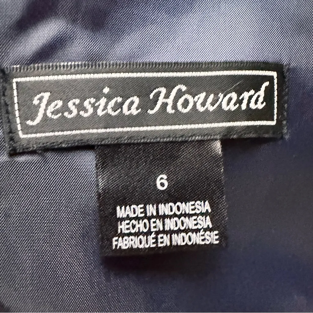 Jessica Howard Floral Fit & Flare Dress Navy Pink Sleeveless Size 6 - Image 9