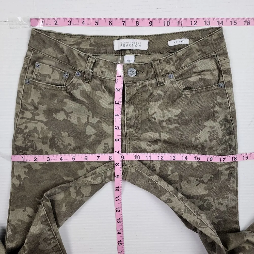 Kenneth Cole Reaction Camo Skinny Jeans Olive Green Army Green Size 27 - Image 7