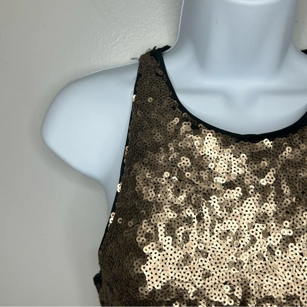 Dynamite Robe a Paillettes Sleeveless Bodycon Sequin Matte Bronze Dress Sz S NWT - Image 6