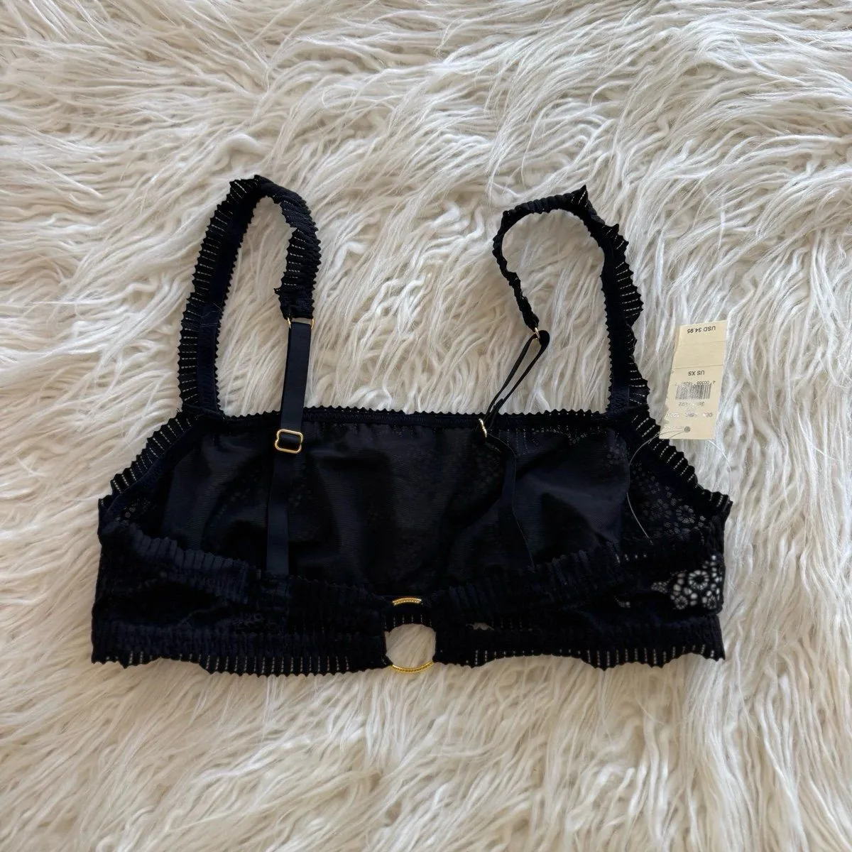 Aerie Coral Lace Bandeau Bralette Black Size XS - Image 4
