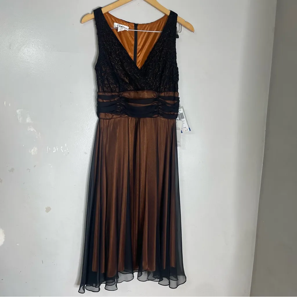 Vintage 90s‎ Y2K Orange Black Mesh Dress Whimsigoth Dark Fairy Goth 12 Babydoll - Image 2