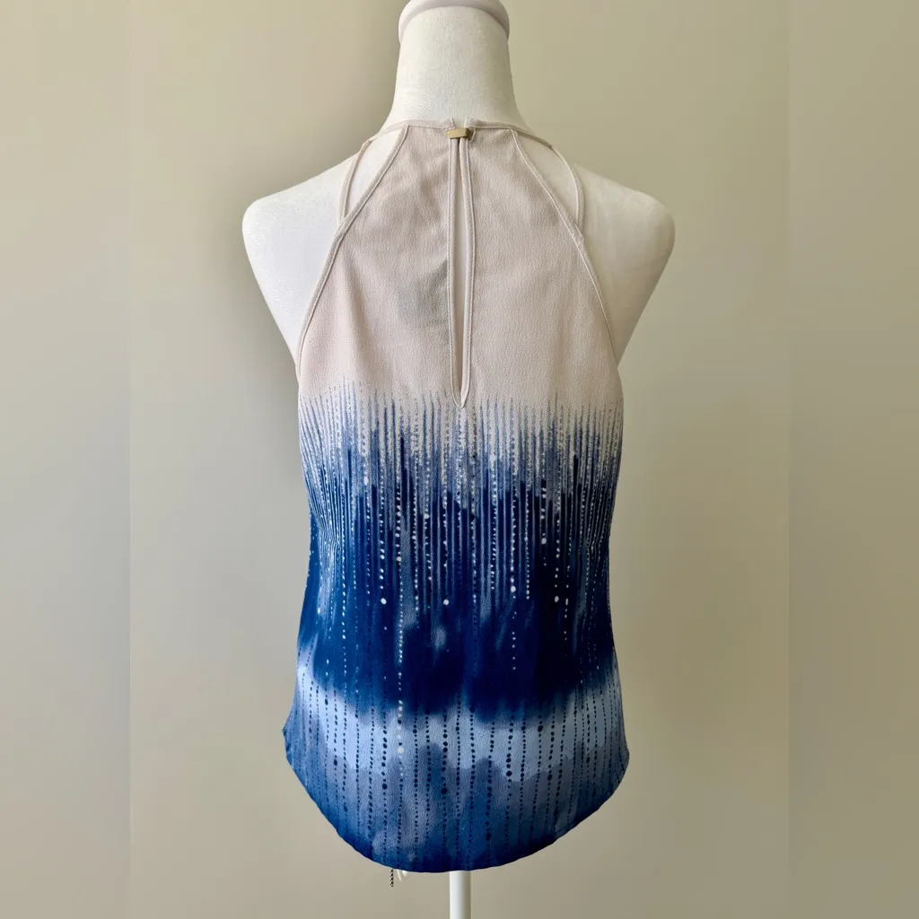 Preloved H&M Blue and Cream Halter Blouse - Image 5