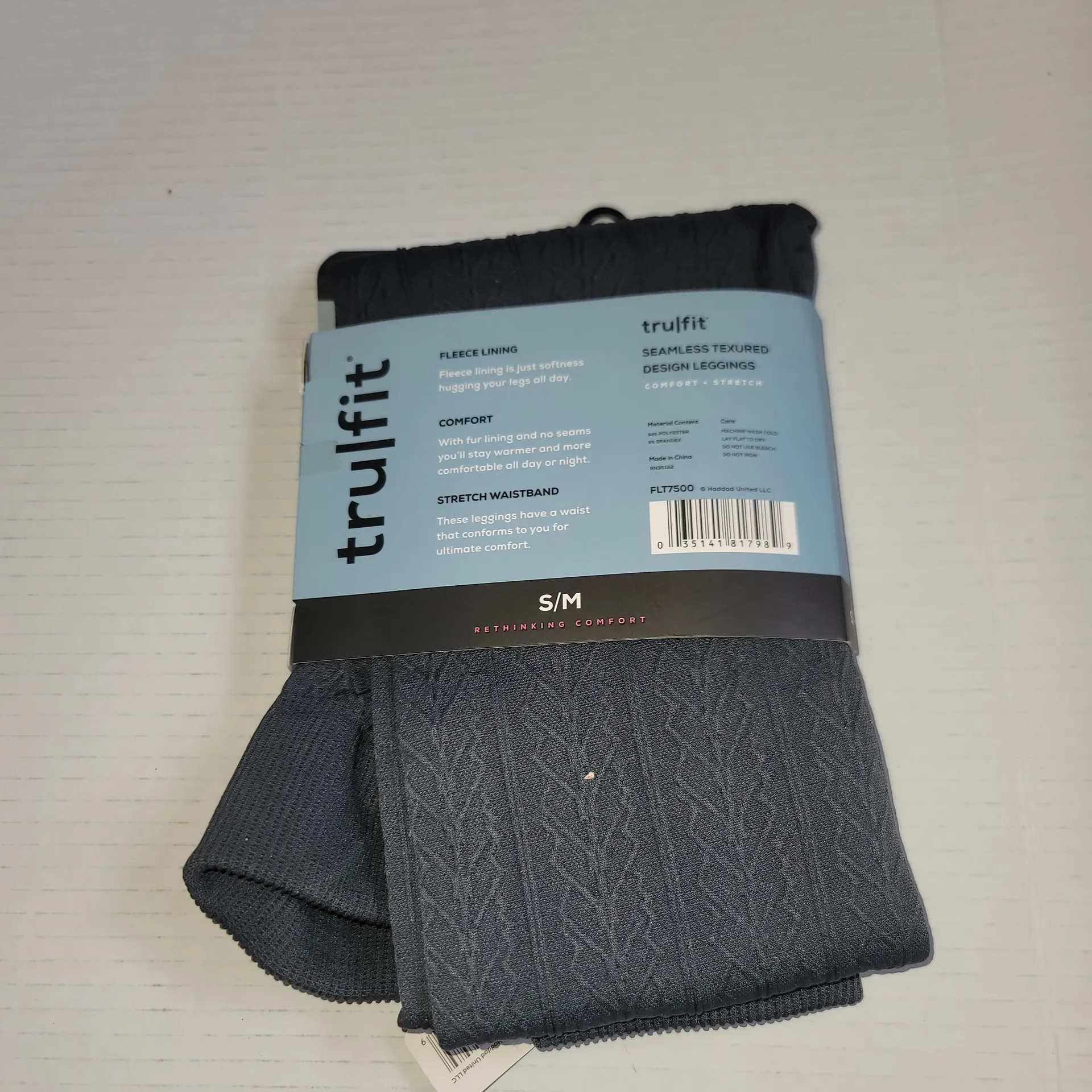 Tru Fit Seamless Leggings Comfort Stretch Textured Fleece Lining Black S/M NEW Gray Size undefined - Image 2