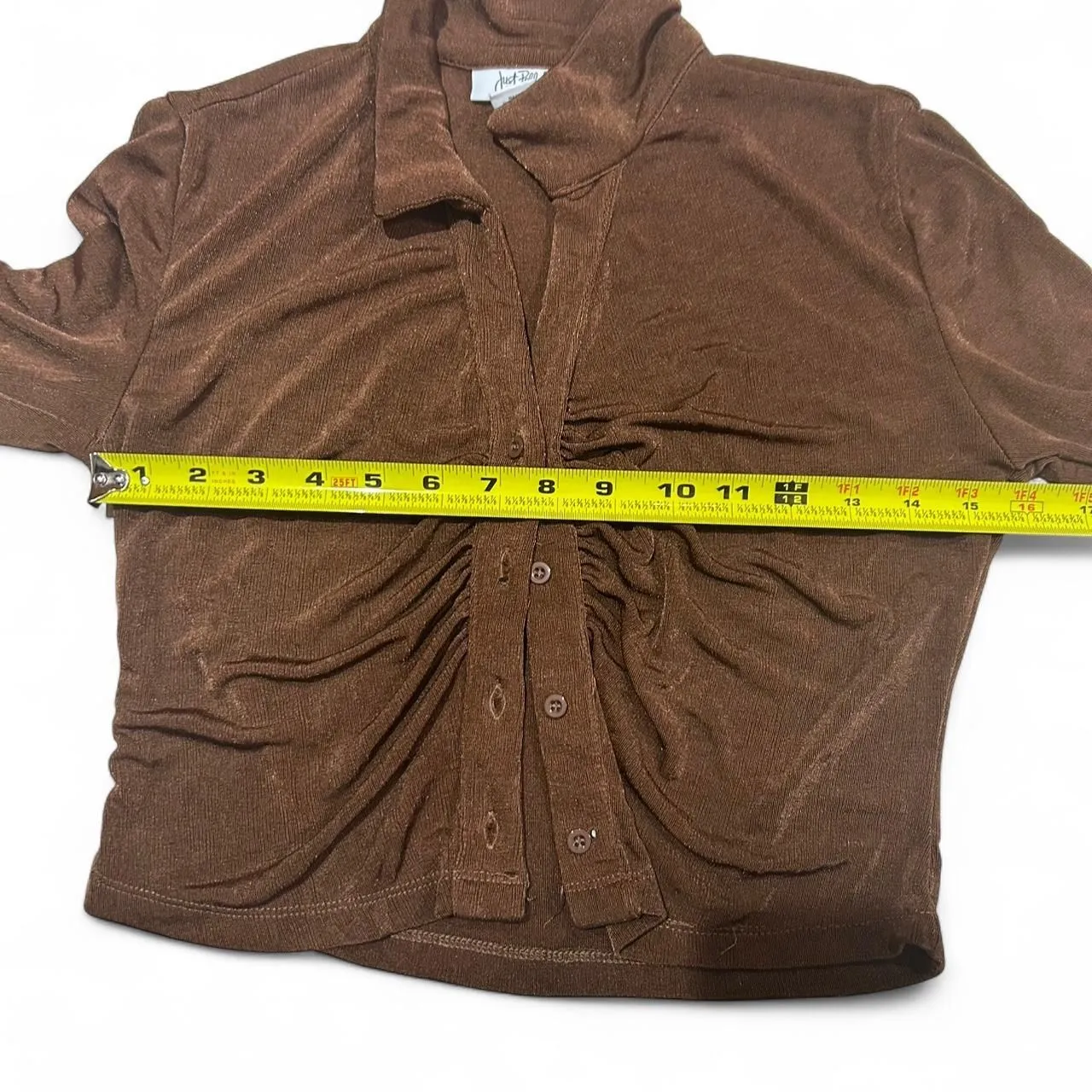 Just Polly New York Brown Ruched Crop Top Size L - Image 4