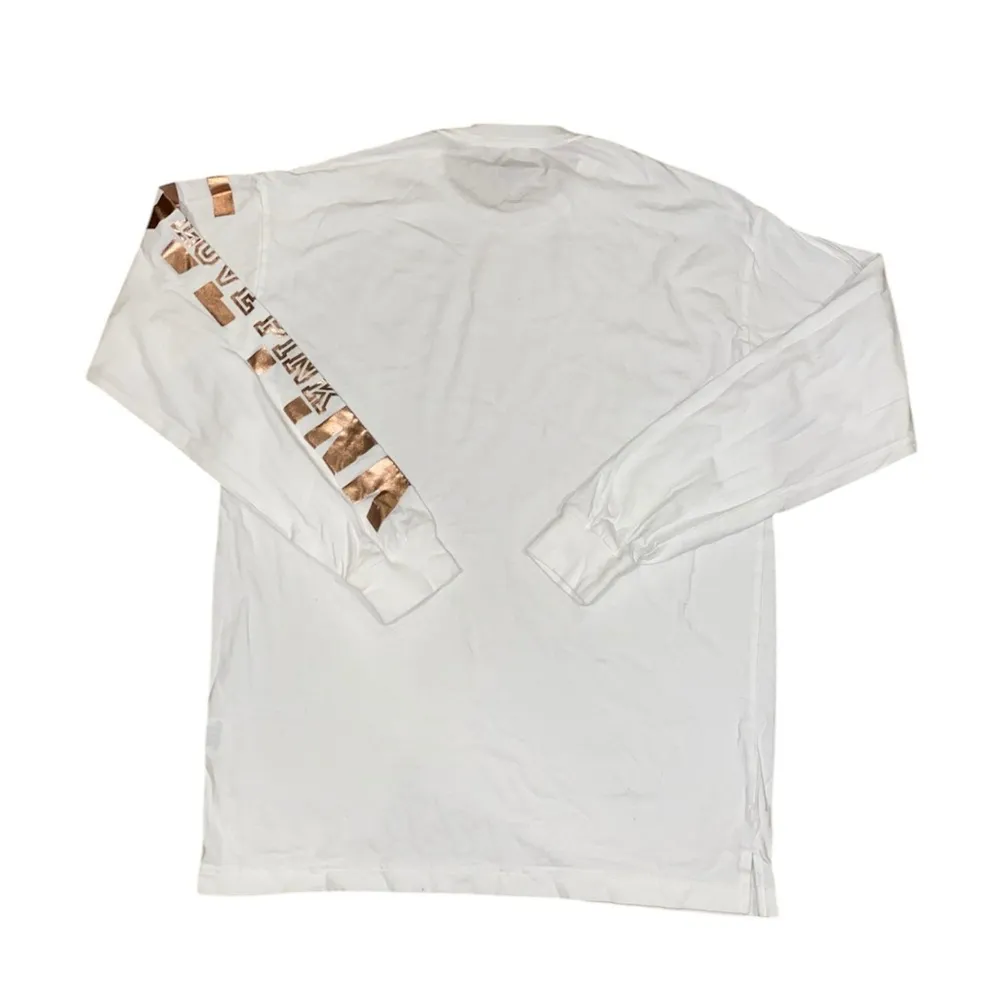 vs pink basic white long sleeve with rose gold writing on sleeve - Image 4