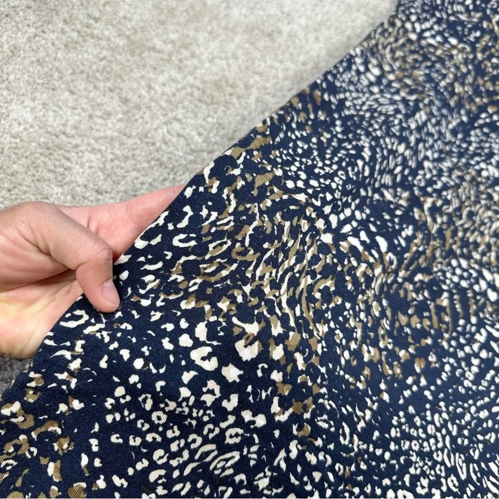 Garnet Hill Swing Midi Dress Animal Print Pocket Mock Neck Sleeveless Jersey L - Image 8