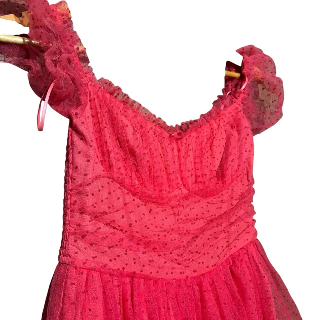 NWT LUSH‎ Tuelle Coral Red Maxi Dress Size Small  formal valentines day - Image 4