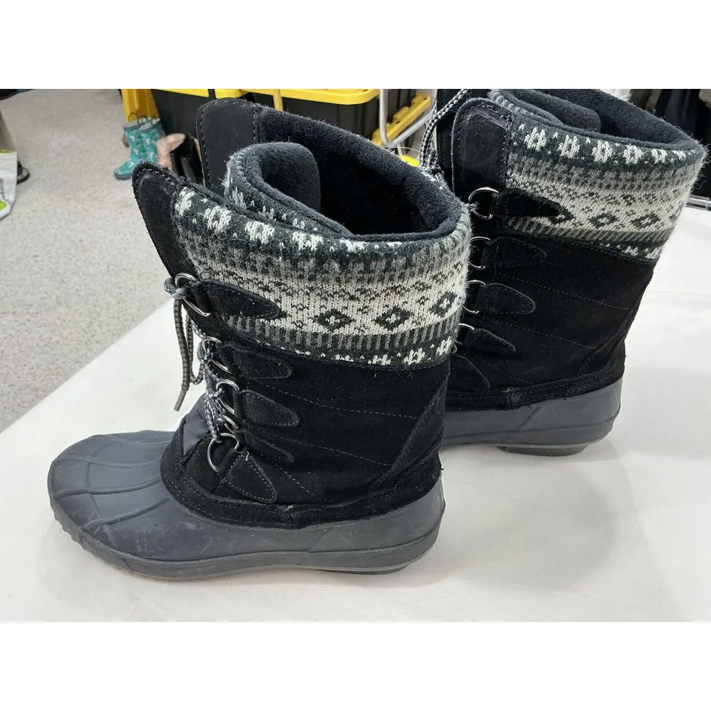 Womans Khombu Cozy Duck Boots Black Suede Lined Lace Up Winter Boots 9 M - Image 3