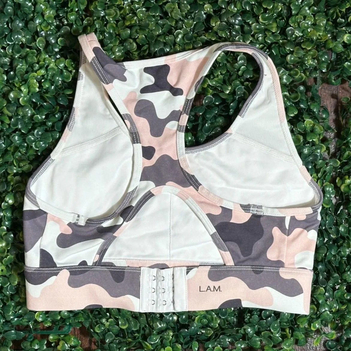 L.A.M Pink Camo Sports Bra Size Small - Image 2