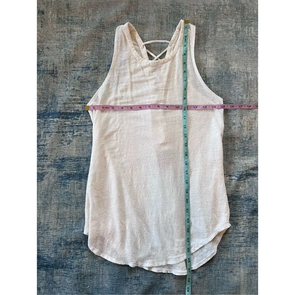 Chaser White Distressed Burnout Fabric Lace Up Back Tank Top Medium - Image 6